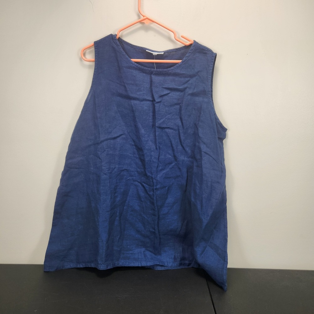 Bryn Walker Sleeveless Linen Tank Top in denim Blue